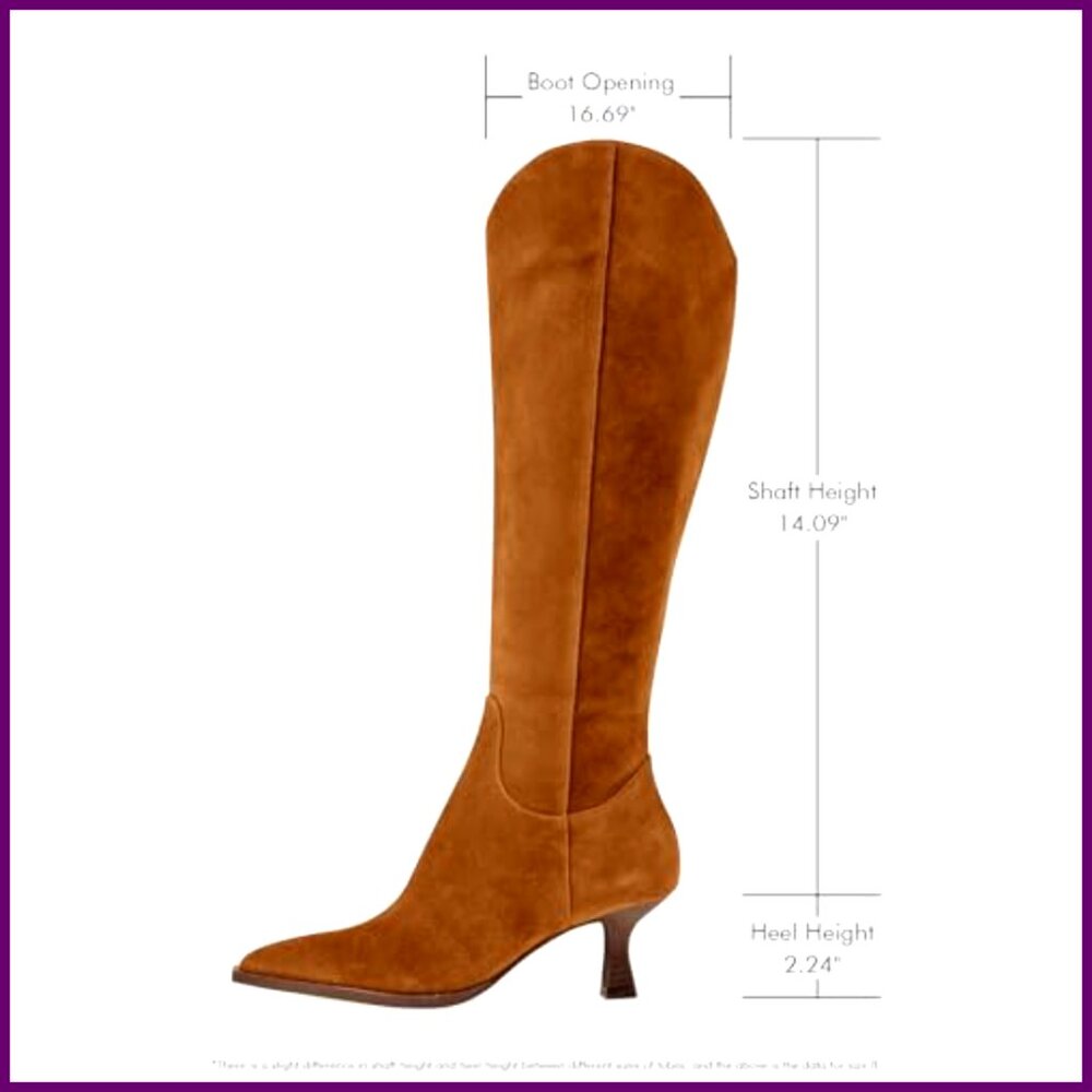 Wide Calf Knee High Boots Kitten Heel Pointed Toe Side Zipper Fall Winter - Picture 4 of 7